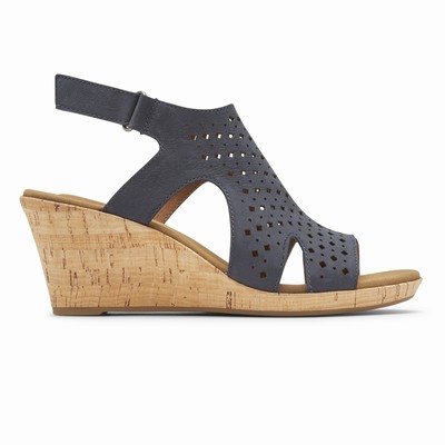 Rockport Briah Hood Slingback Wedges Damen Navy SCT-423685